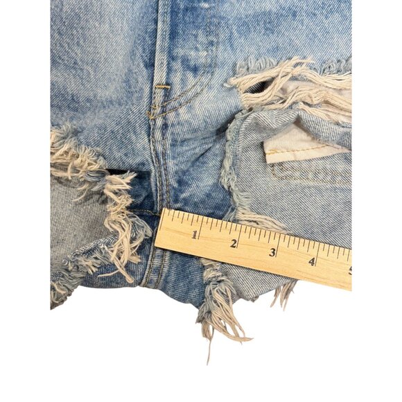 Levi's Premium 501 Shorts 26 Womens Distressed Denim Blue Ripped High-Waisted - Picture 8 of 12